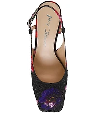 Blue by Betsey Johnson Elias Floral Rhinestone Embellished Slingback Pumps