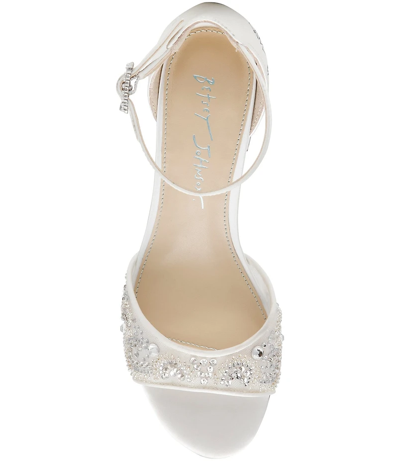 Blue by Betsey Johnson Eliat Rhinestone Embellished Mesh Ankle Strap Dress Sandals