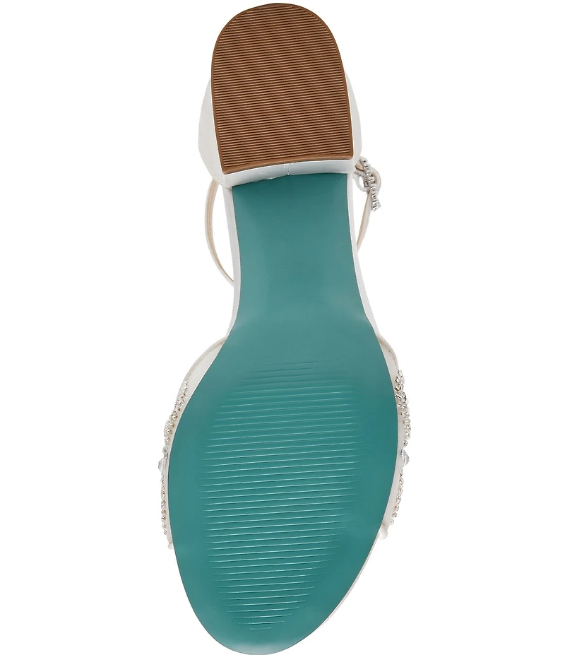 Blue by Betsey Johnson Eliat Rhinestone Embellished Mesh Ankle Strap Dress Sandals