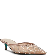 Blue by Betsey Johnson Ellis Mesh Sequin Kitten Heel Mules