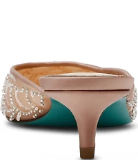 Blue by Betsey Johnson Ellis Mesh Sequin Kitten Heel Mules