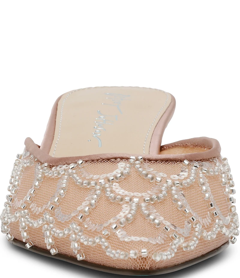 Blue by Betsey Johnson Ellis Mesh Sequin Kitten Heel Mules