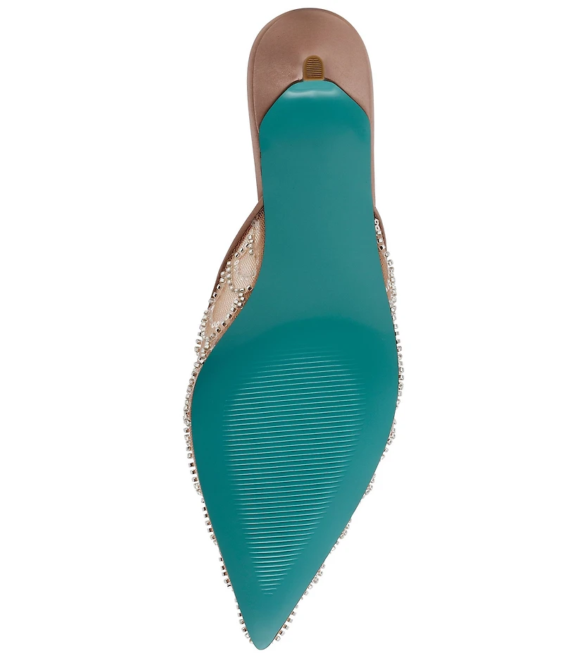 Blue by Betsey Johnson Ellis Mesh Sequin Kitten Heel Mules