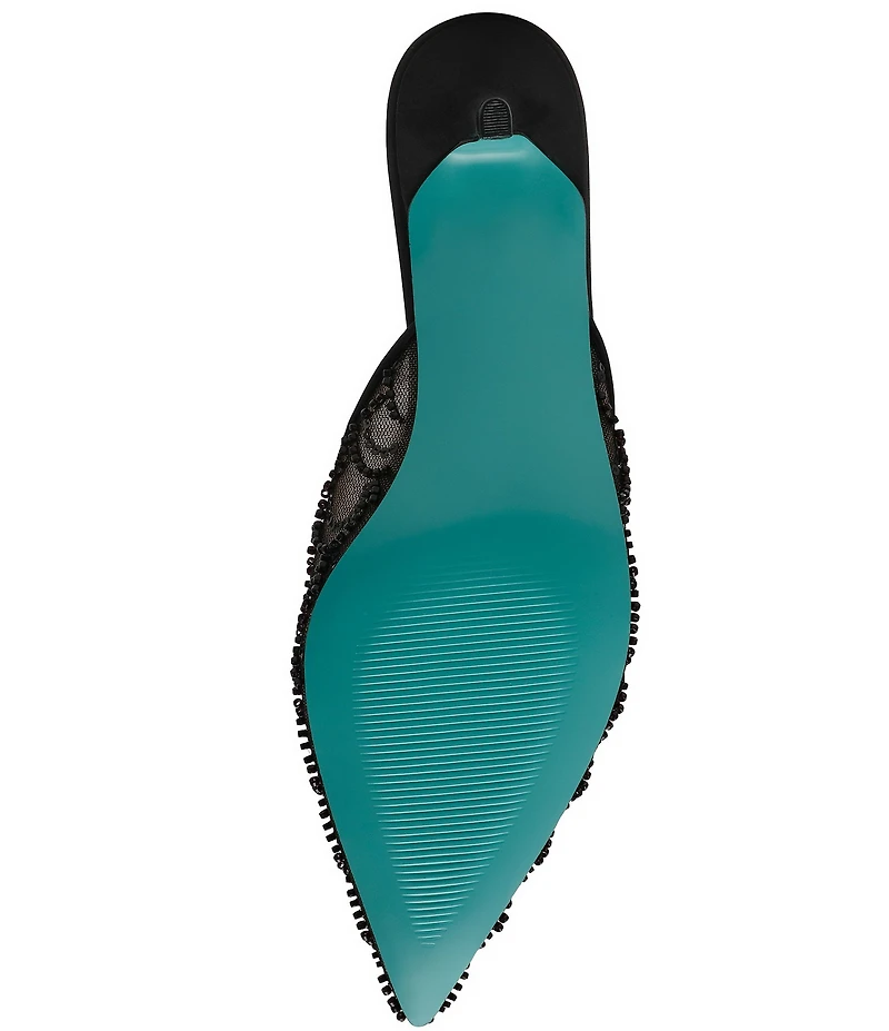 Blue by Betsey Johnson Ellis Mesh Sequin Kitten Heel Mules