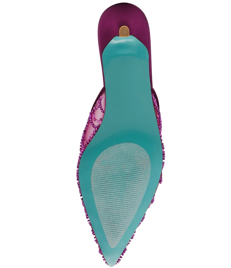 Blue by Betsey Johnson Ellis Mesh Sequin Kitten Heel Mules