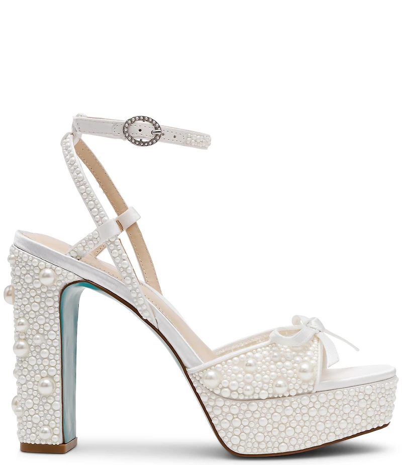 Blue by Betsey Johnson Enola Pearl Embellished Platform Dress Sandals