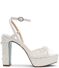 Blue by Betsey Johnson Enola Pearl Embellished Platform Dress Sandals