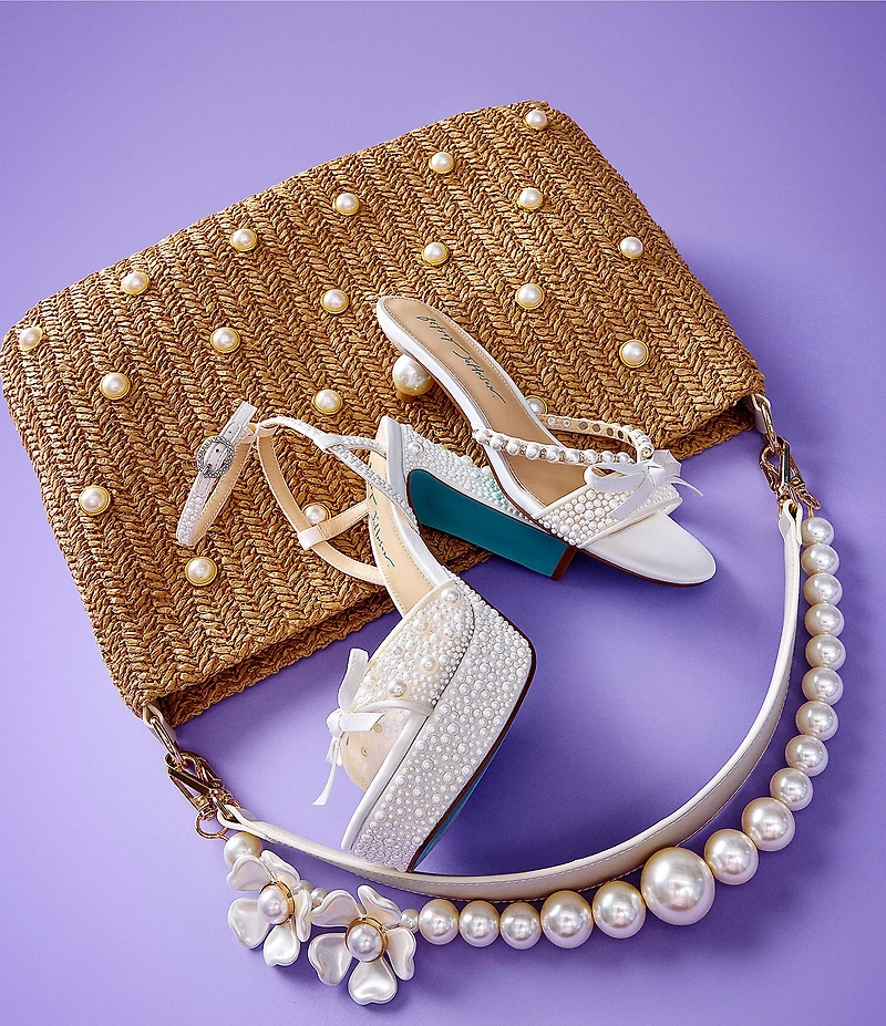 Blue by Betsey Johnson Enola Pearl Embellished Platform Dress Sandals