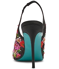 Blue by Betsey Johnson Gerri Beaded Slingback Peep Toe Pumps