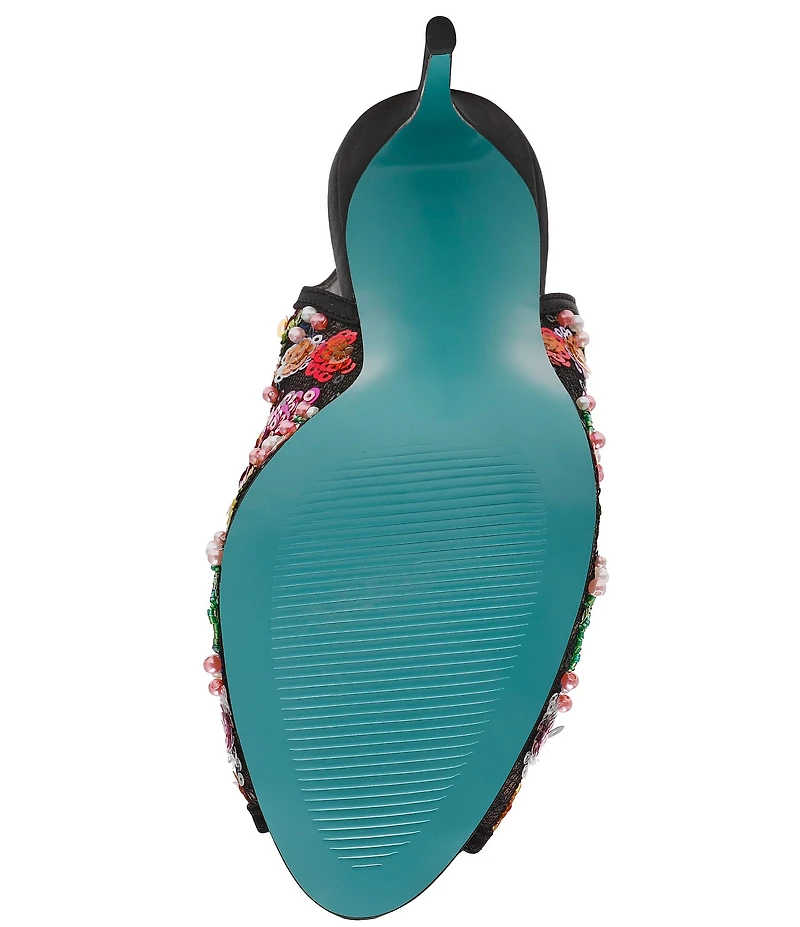 Blue by Betsey Johnson Gerri Beaded Slingback Peep Toe Pumps