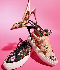 Blue by Betsey Johnson Gerri Beaded Floral Slingback Peep Toe Pumps