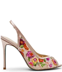 Blue by Betsey Johnson Gerri Beaded Slingback Peep Toe Pumps