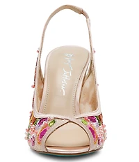 Blue by Betsey Johnson Gerri Beaded Slingback Peep Toe Pumps
