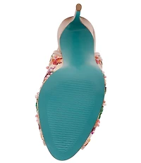Blue by Betsey Johnson Gerri Beaded Slingback Peep Toe Pumps