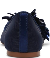 Blue by Betsey Johnson Gray Flower Ornament Ballet Flats