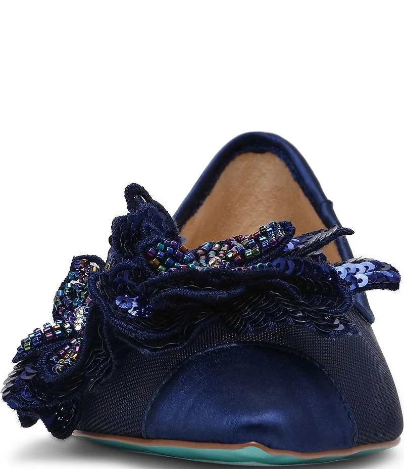 Blue by Betsey Johnson Gray Flower Ornament Ballet Flats