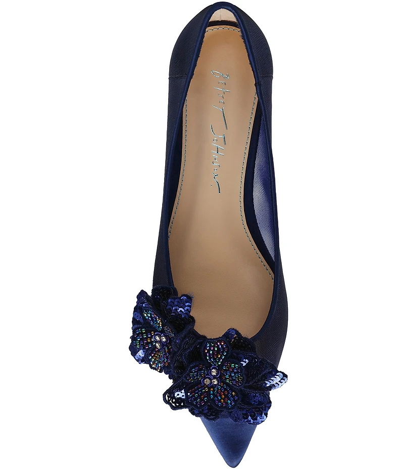 Blue by Betsey Johnson Gray Flower Ornament Ballet Flats