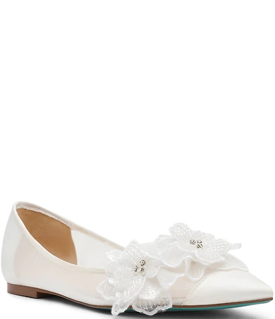 Blue by Betsey Johnson Gray Flower Ornament Ballet Flats