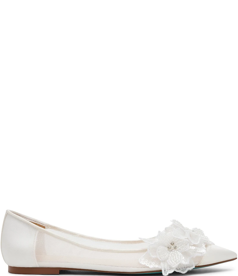 Blue by Betsey Johnson Gray Flower Ornament Ballet Flats