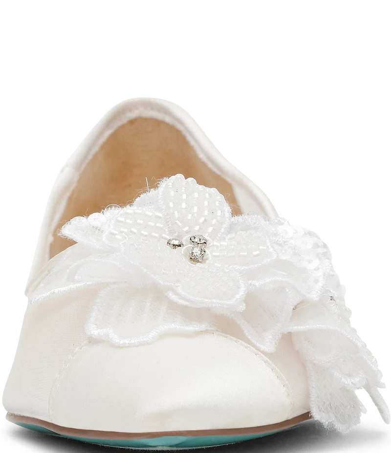 Blue by Betsey Johnson Gray Flower Ornament Ballet Flats