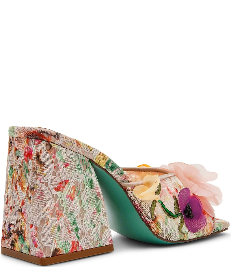 Blue by Betsey Johnson Heath Lace Floral Ornamented Dress Slide Sandals