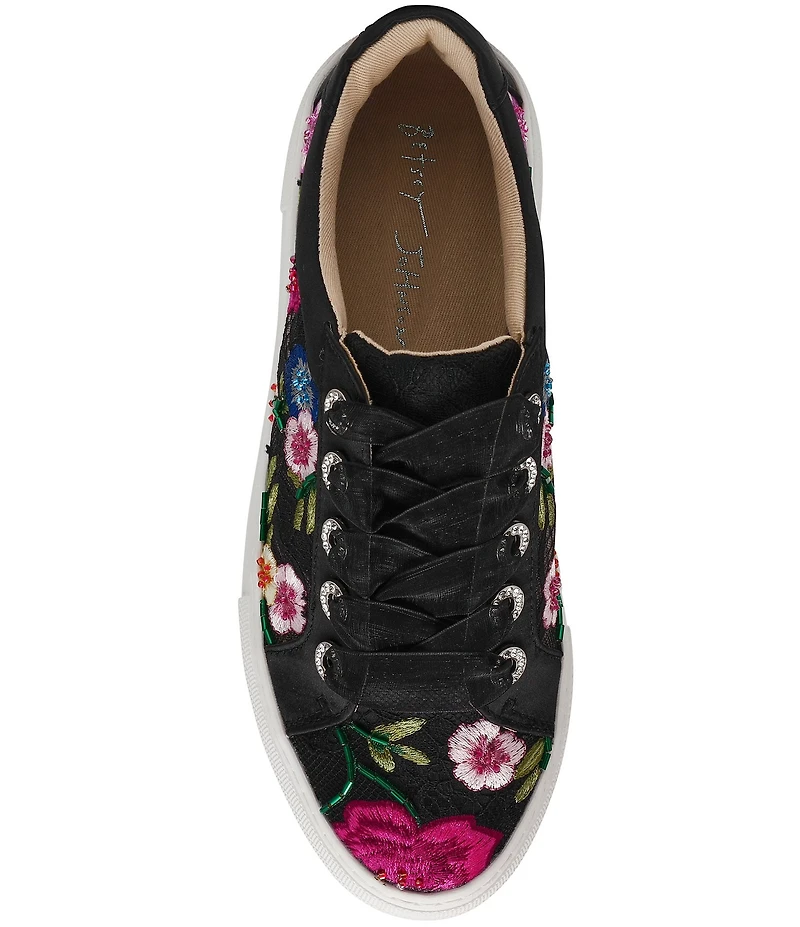 Blue by Betsey Johnson Jayla Floral Embroidered Platform Sneakers
