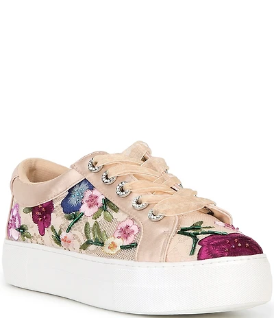 Blue by Betsey Johnson Jayla Floral Embroidered Platform Sneakers