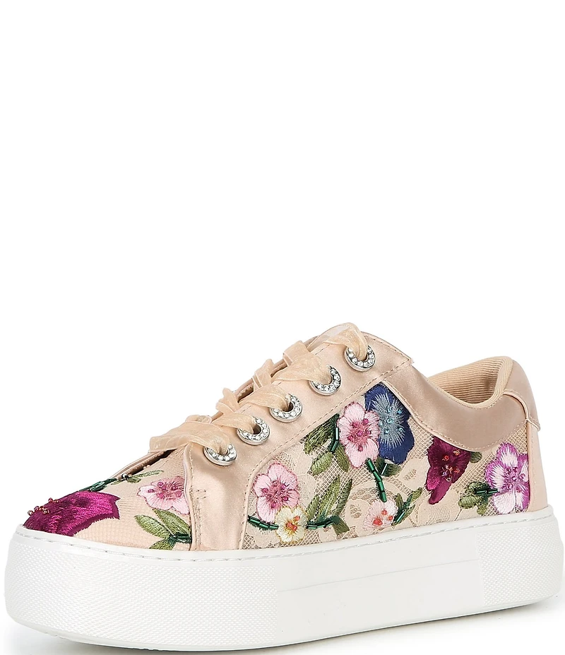 Blue by Betsey Johnson Jayla Floral Embroidered Platform Sneakers