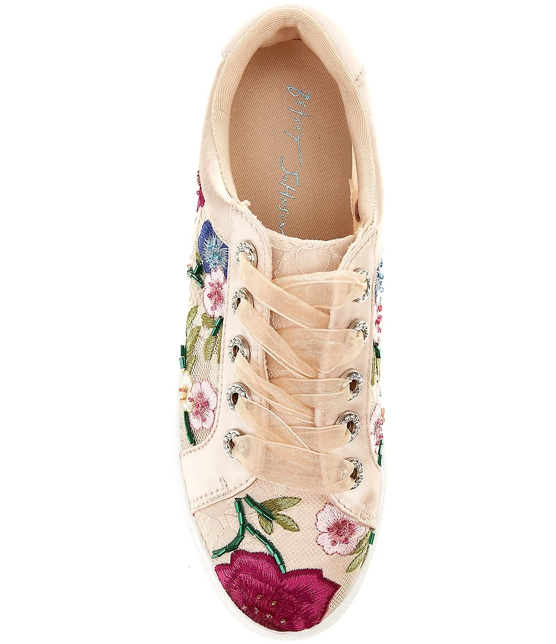 Blue by Betsey Johnson Jayla Floral Embroidered Platform Sneakers
