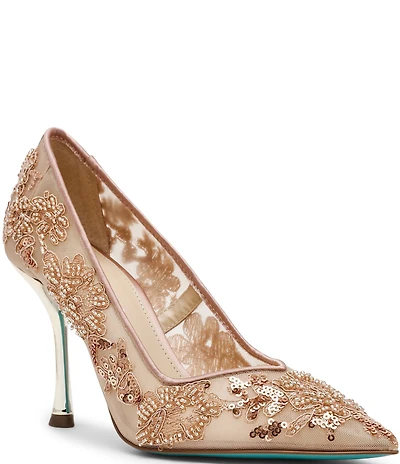 Blue by Betsey Johnson Jenii Mesh Beaded Stiletto Pumps