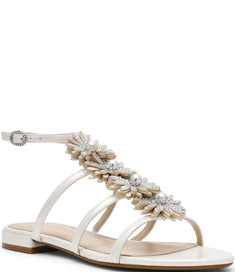 Blue by Betsey Johnson Joyce Gladiator Floral Pearl Embellished Sandals