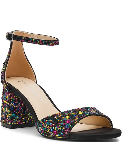 Blue by Betsey Johnson Kami Multi Rhinestone Ankle Strap Dress Sandals