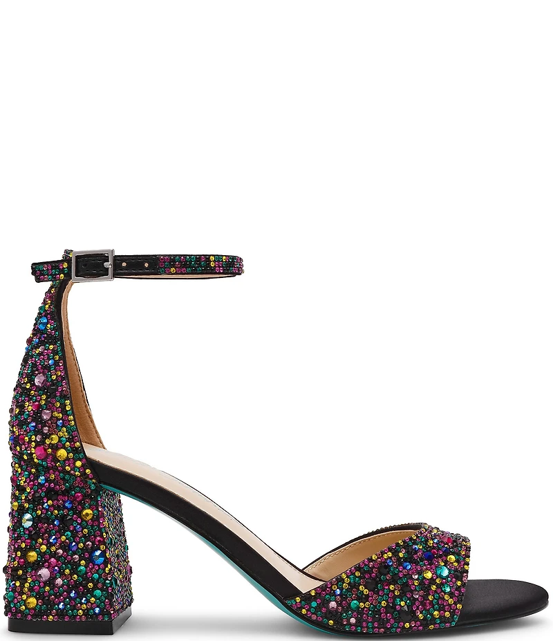 Blue by Betsey Johnson Kami Multi Rhinestone Ankle Strap Dress Sandals