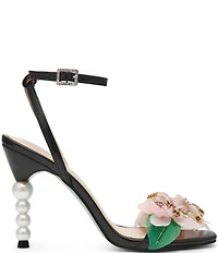 Blue by Betsey Johnson Kasie Beaded Floral Pearl Heel Dress Sandals
