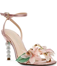 Blue by Betsey Johnson Kasie Beaded Floral Pearl Heel Dress Sandals