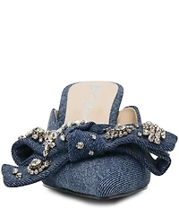 Blue by Betsey Johnson Kena Embellished Bow Denim Dress Mules