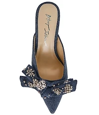 Blue by Betsey Johnson Kena Embellished Bow Denim Dress Mules