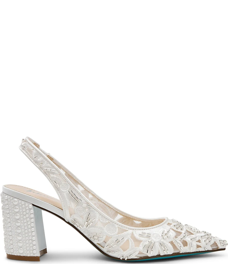 Blue by Betsey Johnson Kit Sequin Beaded Slingback Pumps