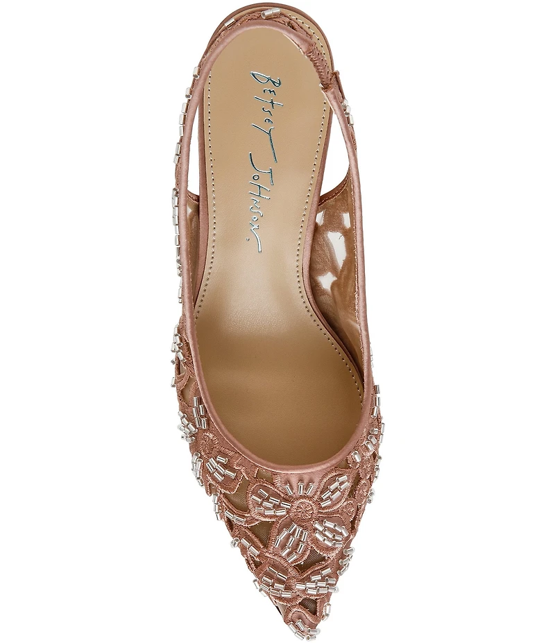 Blue by Betsey Johnson Kit Sequin Beaded Slingback Pumps