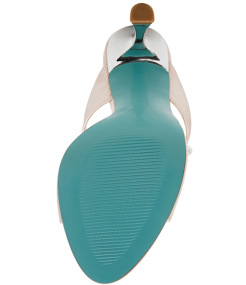 Blue by Betsey Johnson Lacy Pearl Ornamented Dress Slide Sandals