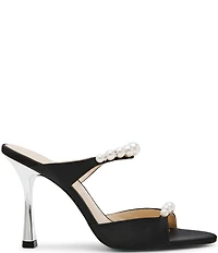 Blue by Betsey Johnson Lacy Pearl Ornamented Dress Slide Sandals