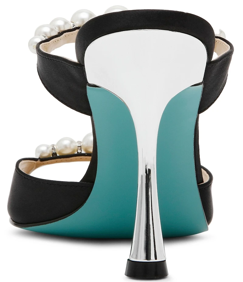 Blue by Betsey Johnson Lacy Pearl Ornamented Dress Slide Sandals