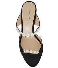 Blue by Betsey Johnson Lacy Pearl Ornamented Dress Slide Sandals