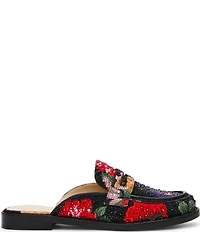 Blue by Betsey Johnson Liona Floral Print Rhinestone Penny Keeper Mules