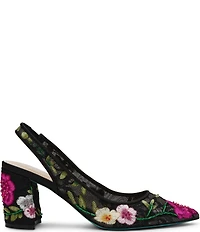 Blue by Betsey Johnson Lira Floral Embroidered Lace Detail Slingback Pumps