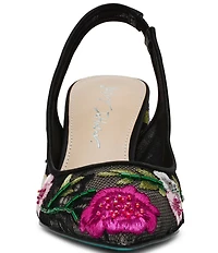 Blue by Betsey Johnson Lira Floral Embroidered Lace Detail Slingback Pumps