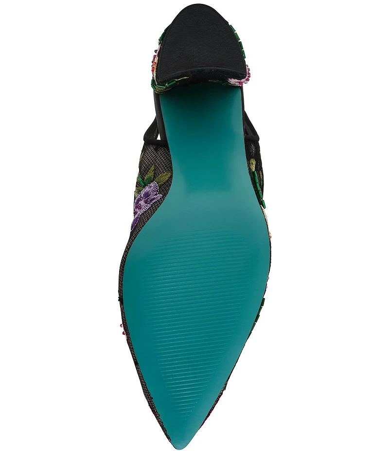 Blue by Betsey Johnson Lira Floral Embroidered Lace Detail Slingback Pumps