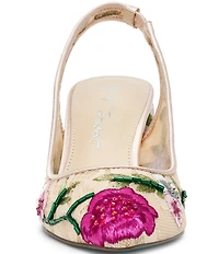 Blue by Betsey Johnson Lira Floral Embroidered Lace Detail Slingback Pumps