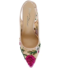 Blue by Betsey Johnson Lira Floral Embroidered Lace Detail Slingback Pumps