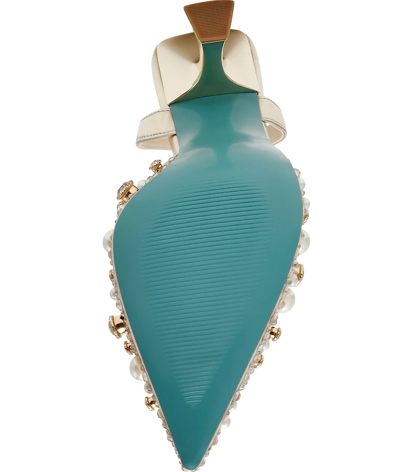 Blue by Betsey Johnson Livv Pearl and Rhinestone Accent Ankle Strap Pumps